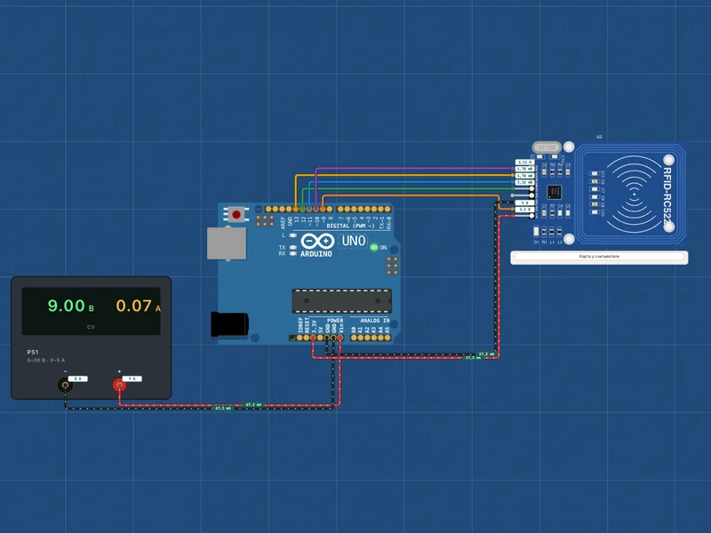 RFID-метка в симуляторе Arduino: считыватель RC522 и карта